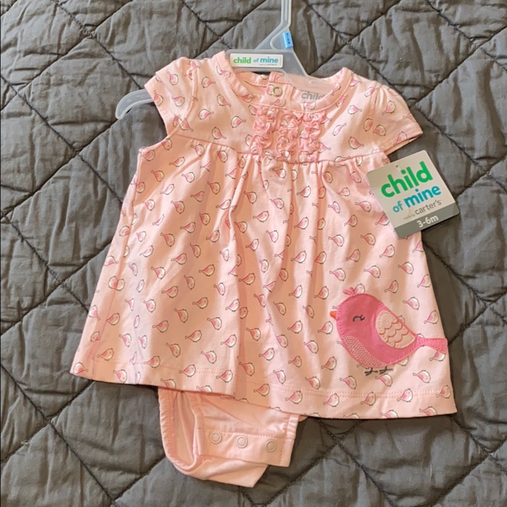 NWT pink bird bodysuit dress